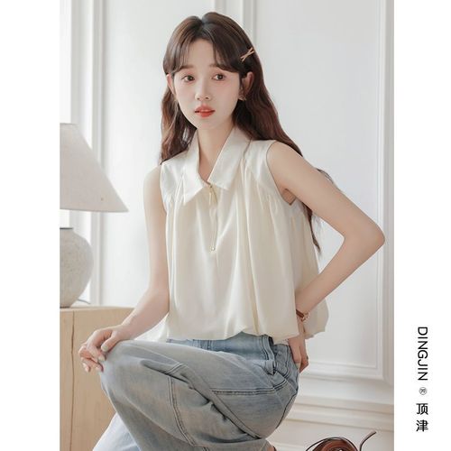 Women's Summer 2025 New Design French-Style Sleeveless Blouse, Boho Loose Short-Sleeve Backless Top with Fresh and Unique Style