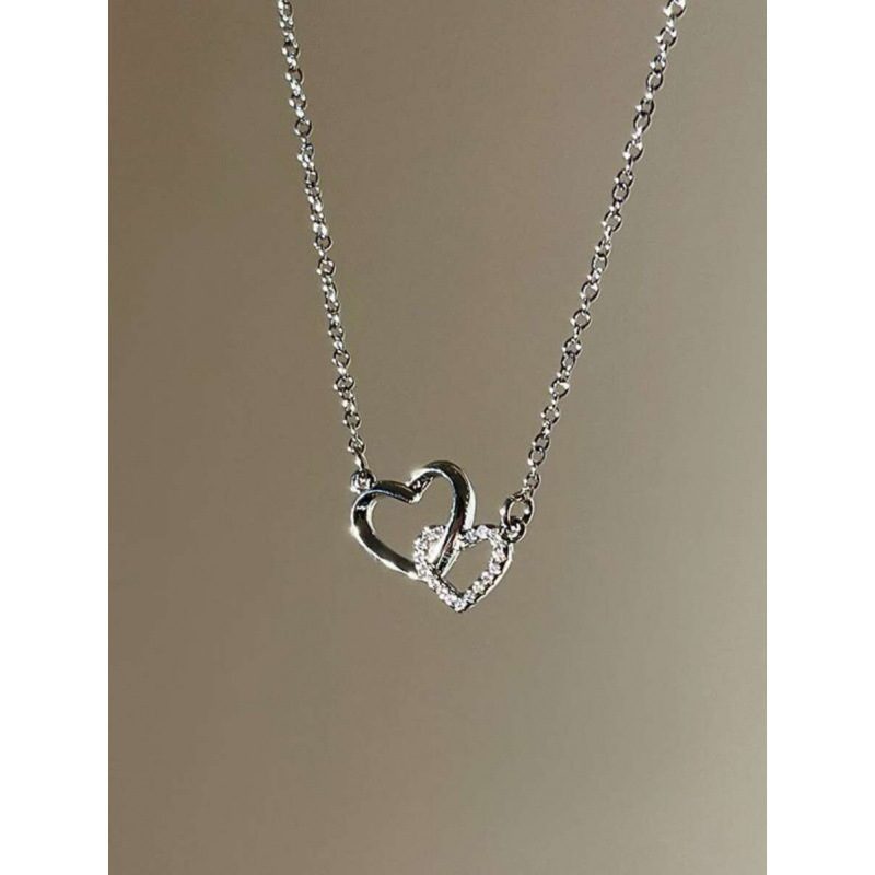 2026款 O372 TEMU海外仓外贸心形设计温柔甜美立方水晶吊坠项链