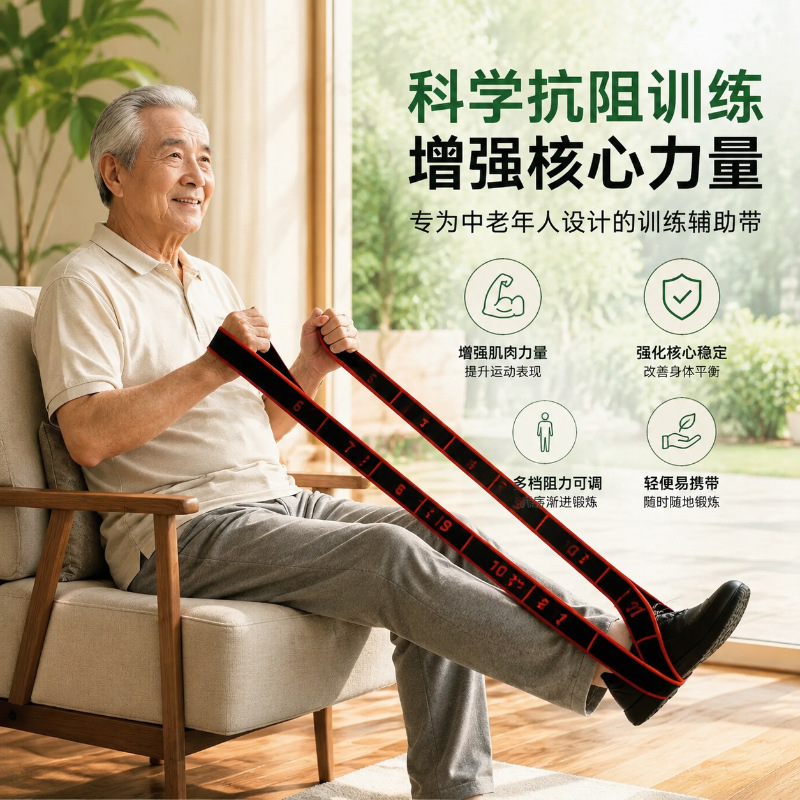Digital resistance pull rope elastic band for middle-aged and elderly, resistance training for muscle building, leg and gluteal shaping, home rehabilitation