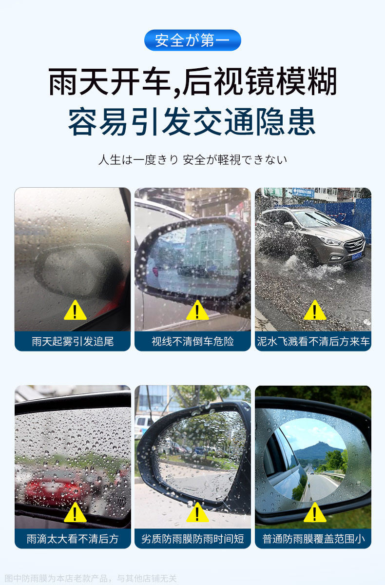 Rearview Mirror Rain-Proof Film, Car Window Anti-Fog Waterproof Film, Rainy Day Essential, Side Window Glass High Definition