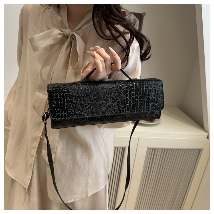 371g Weight Synthetic Leather Lining Material Sewing Thread Fashion Element Flip Cover Closure Type Single Shoulder Strap Strap Type Square Bag Bags Type Casual Occasion Pu Leather Material Crocodile Pattern All Seasons Season Women's Gender Elegant, Streetwear Style Square Shape Women's Pu Leather Crocodile Elegant Streetwear Sewing Thread Square Flip Cover Square Bag 6