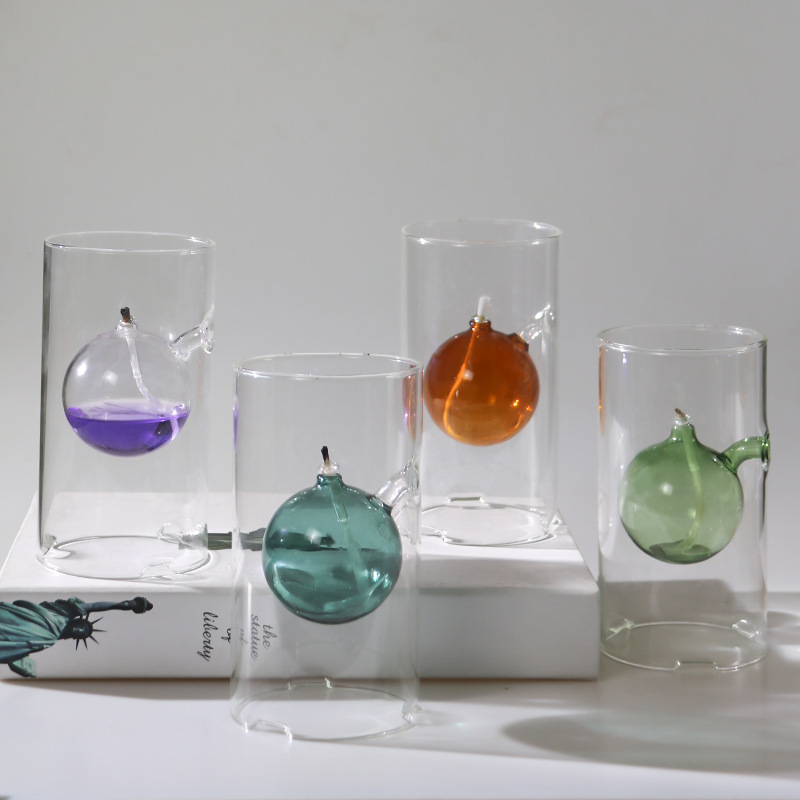 Lámpara de aceite de vidrio creativo candelabro lámpara de boda libre de humo hotel restaurante occidental con velas cena romántica decoración de la barra