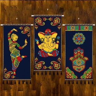 Southeast Asian Style Indian Thai Zen Elephant Soft Decoration Fabric Hanging Painting Restaurant Fortune Mural Bedroom Decoration Tapestry