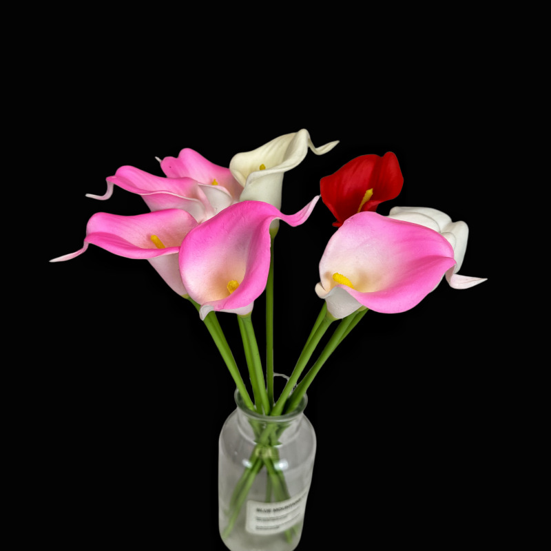 Flor artificial pu mini Calla Lily boda fotografía decoración del hogar mano-sensación flor falsa flor transfronteriza fábrica al por mayor