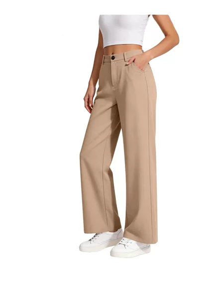 5-15 Years Old) Girls' Comfortable High-Waisted Straight-Leg Suit Pants with Pockets, Casual Versatile Long Pants for Back-To-School Season