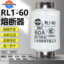 正浩保险RL1-60 380V 60A 50A 40A 35A 30A 25A 20A螺旋熔断器芯