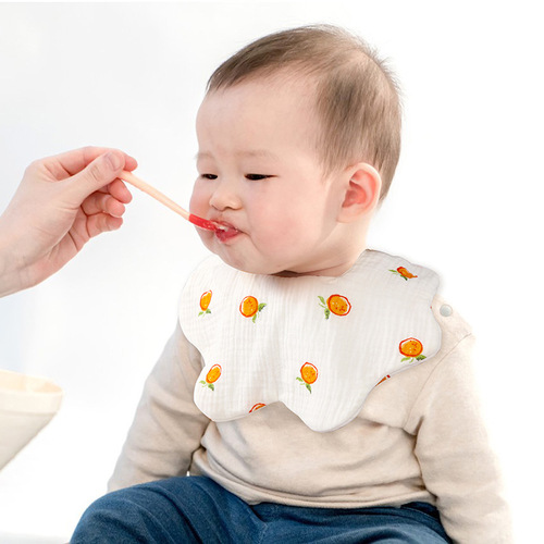 ins style Korean four seasons 360 degree gauze cotton saliva pocket baby bib baby bib baby saliva towel large
