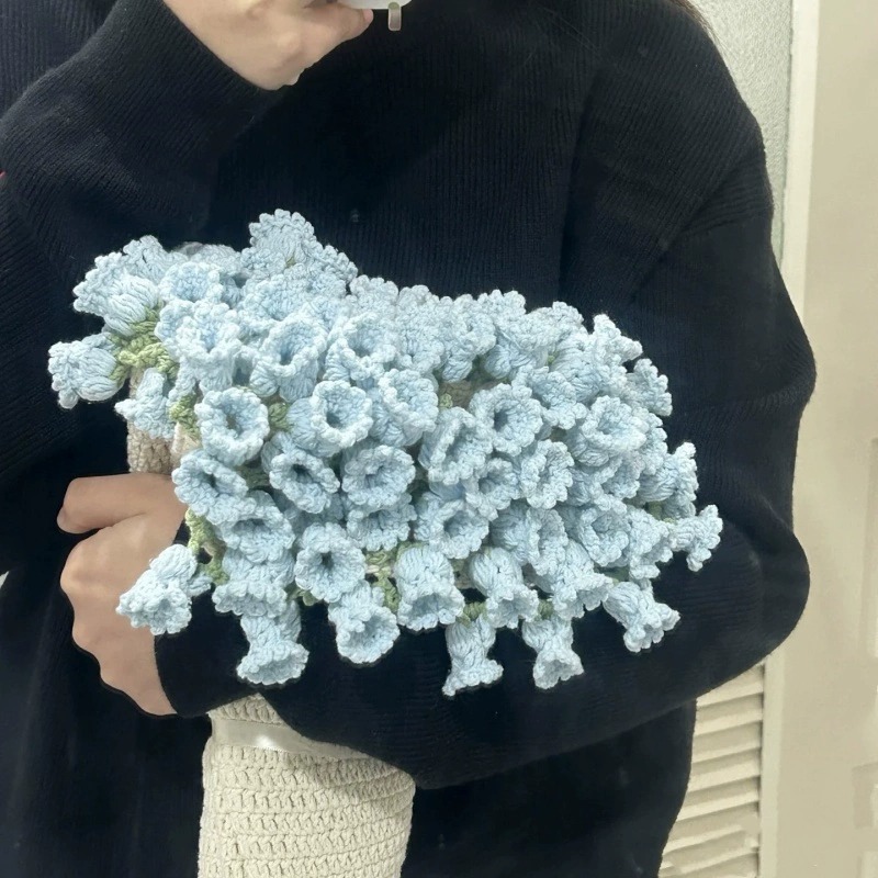 ミルクコットンウールローズブーケブランケットかぎ針編み手織りdiyブランケットフラワー素材パッケージスズランブランケット|undefined