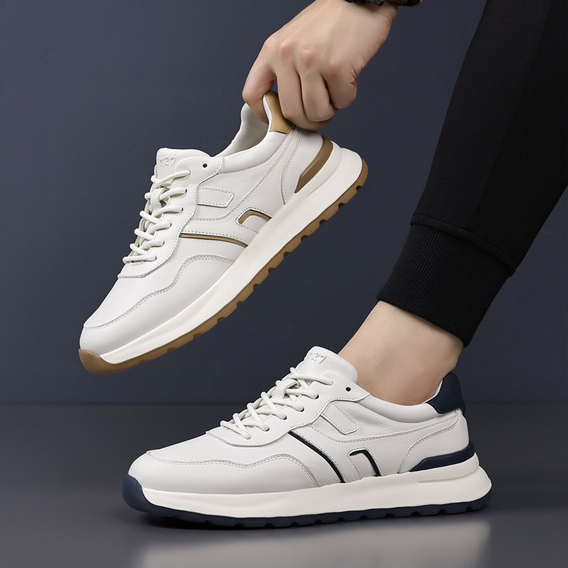 2025, nuevos zapatos casuales de cuero superligero, zapatos de cuero transpirables, zapatos de estilo deportivo de hombre, zapatos de hombre suaves