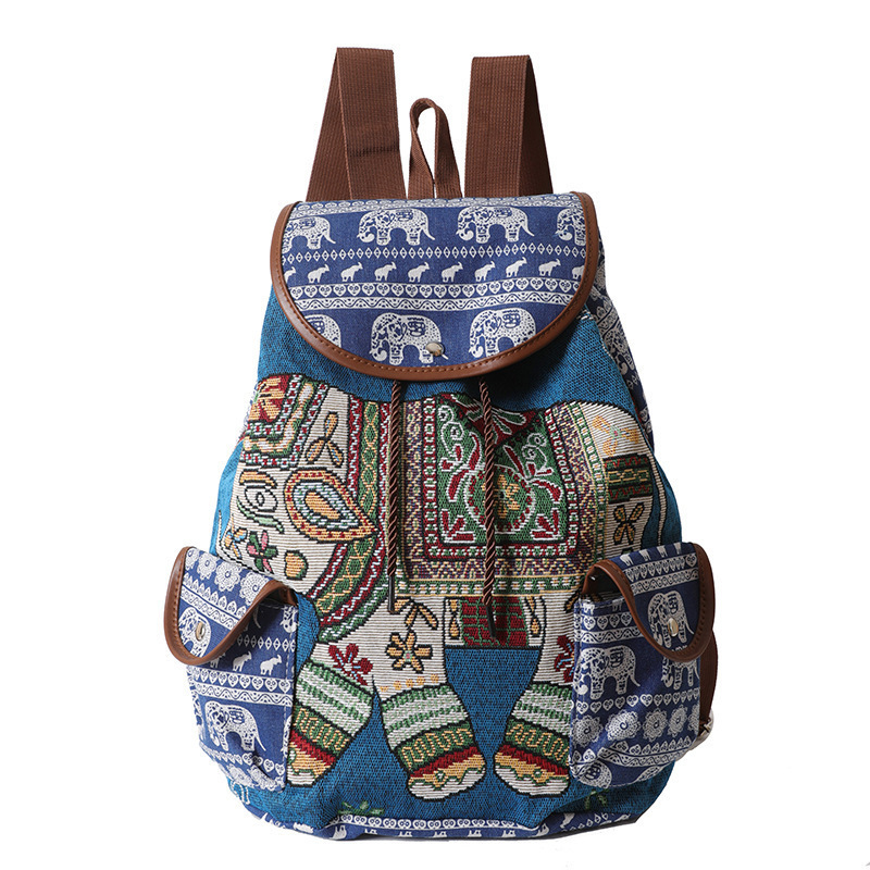 外国貿易の民族風の大きいサイズの肩のリュックサックの刺繍の象の猫のズックの布の包みの女性の旅行は雲南の刺繍の包みを包みます|undefined