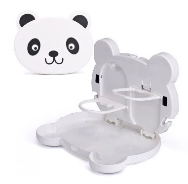 Car-Mounted Foldable Dining Table, Rear Car cup holder/beverage holder - white-panda