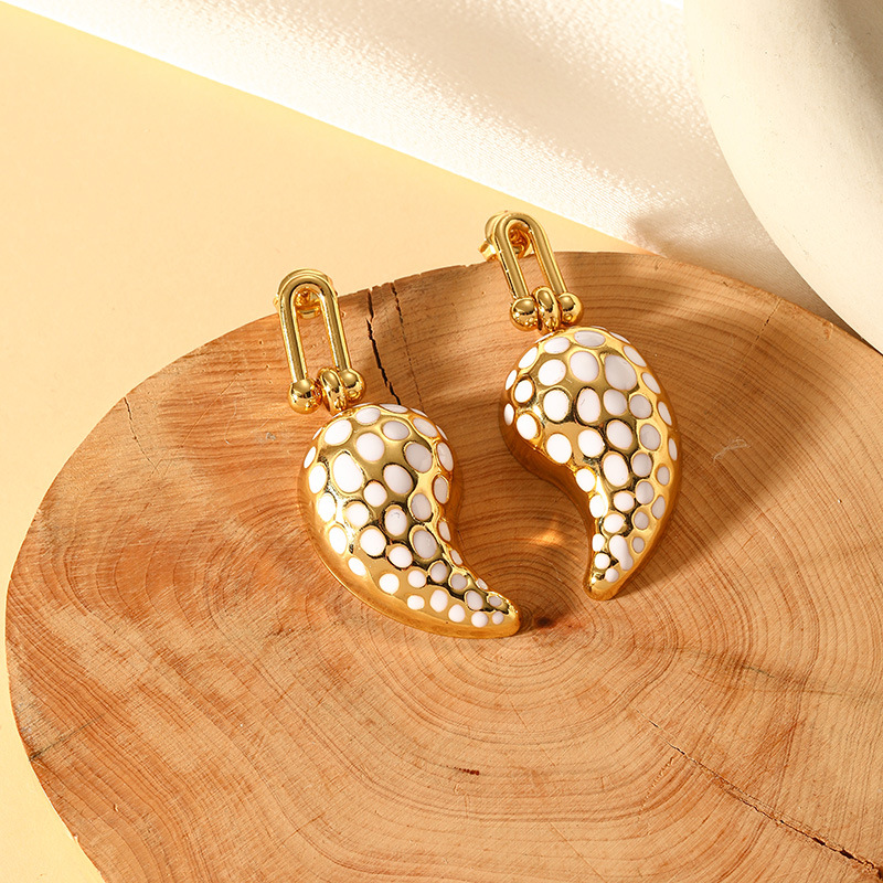 Titanium Steel Material 1 Pair IG Style Water Droplets Enamel Plating Titanium Steel Drop Earrings