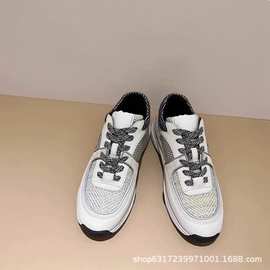 粗花425新款四季小香风厚底增高老爹鞋时尚百搭拼色复古休闲运动