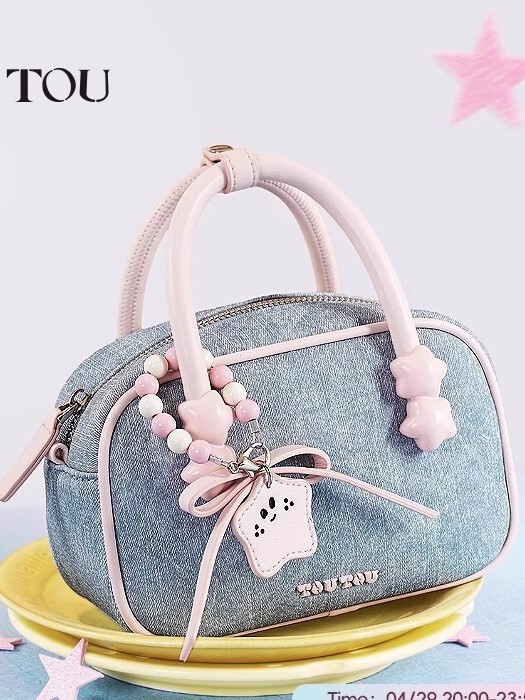 卸売ドロップシッピング人気のTOUTOUポータブルボストンバッグハイエンドコントラストカラーボウリングバッグシングルショルダークロスボディバッグ|undefined
