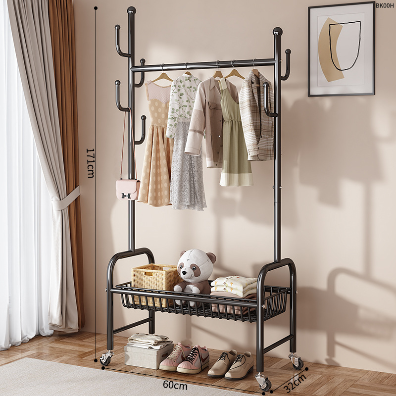 Percha de secado piso dormitorio balcón doméstico colgar ropa percha de sombrero plegable simple interior móvil barra de secado de ropa