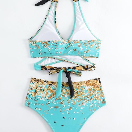 Designer Leopard Print Bikini Swimwear Western Style Straps Women's Swimsuit Sexy Bikini