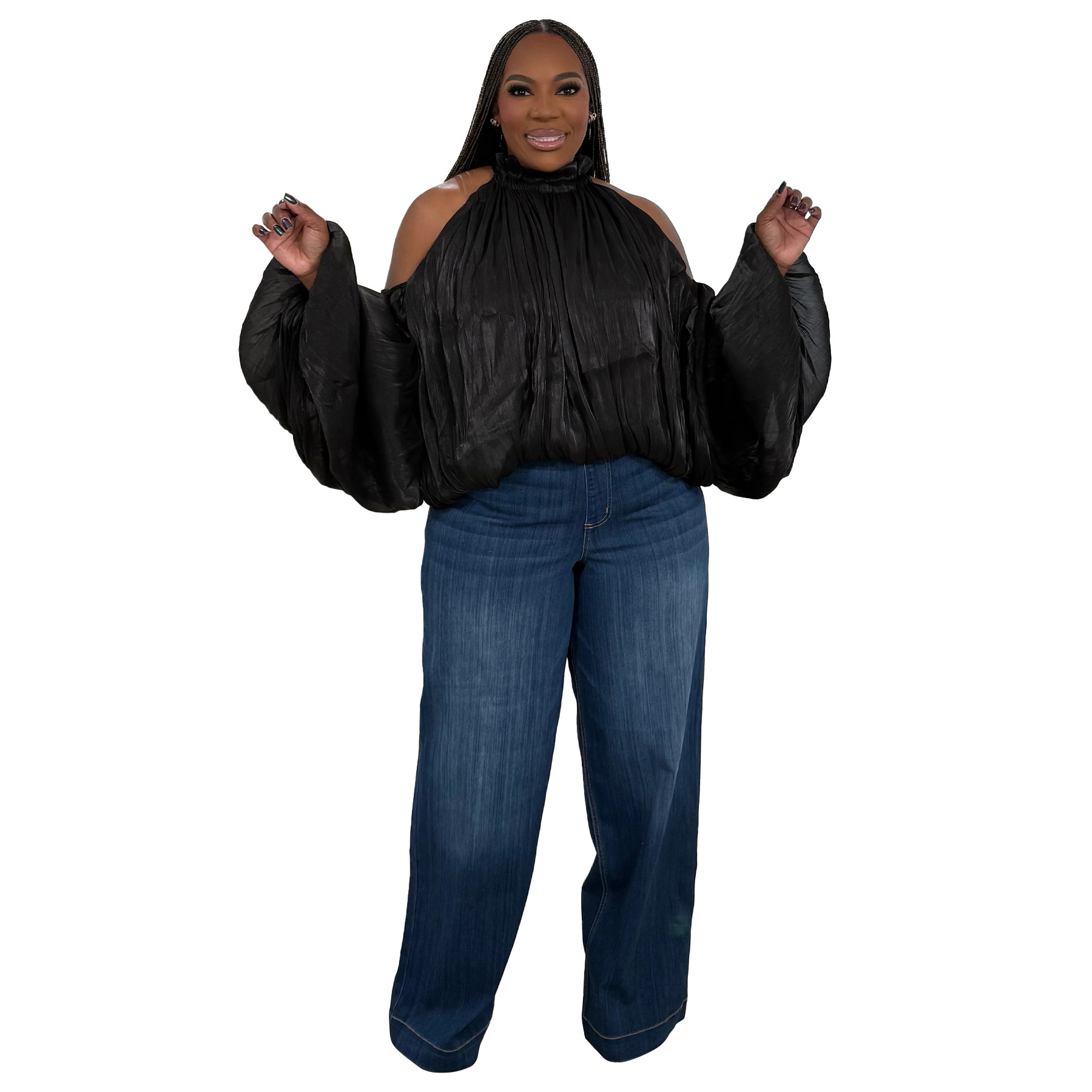 Damen Bluse Aus Organza Mit Schulterfreiem Ausschnitt Und Puffärmeln_voghion.com