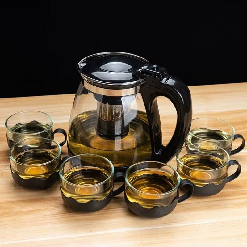 Capacious teapot, filter, glass tea set