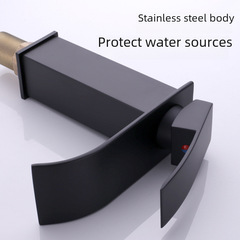Life Praise Black Waterfall Bathroom Faucet, Bathroom Sink Faucet, Basin Cold and Hot Water Faucet Wholesale 