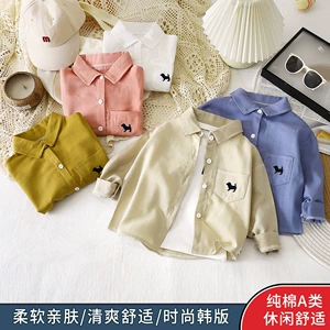 Детский осенний лонгслив, хлопковая рубашка для мальчиков, кардиган, детская одежда