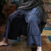 落古泥轻定制高端文艺复古亚麻九分裤宽松休闲裤1717