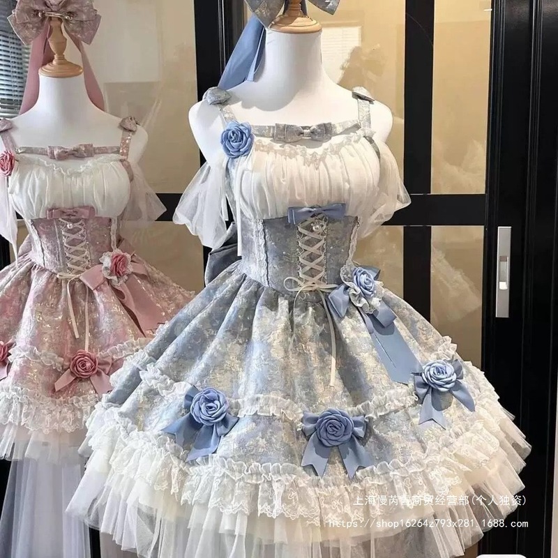 秋の新韓国スタイルの活力ガーリーファッションレディスリムフィット宮殿スタイルふわふわドレスショートスカート女性用|undefined