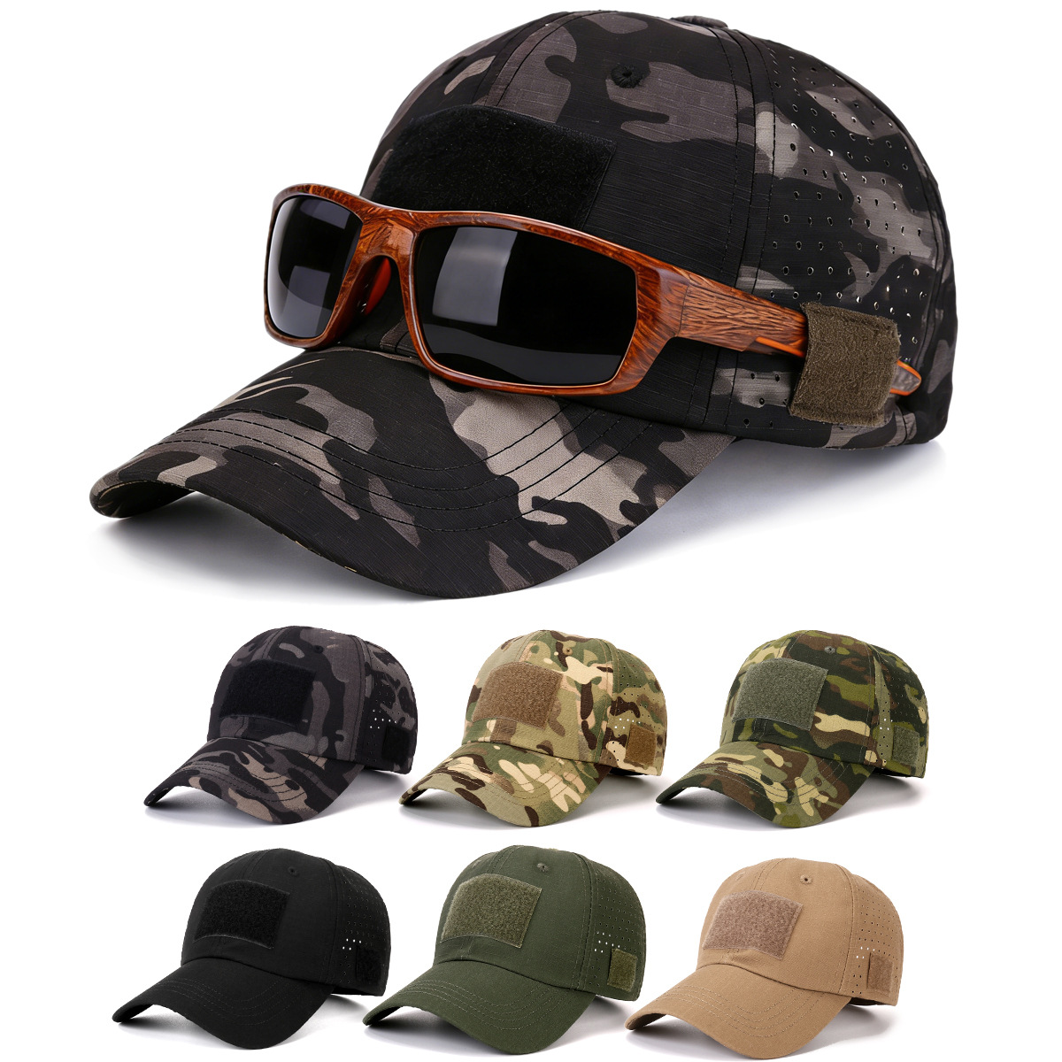 New Sports and Leisure Breathable Camouflage Baseball Cap for Men, Military Fan Sun Hat, Tactical Hat, Military Training Hat, Peaked Cap