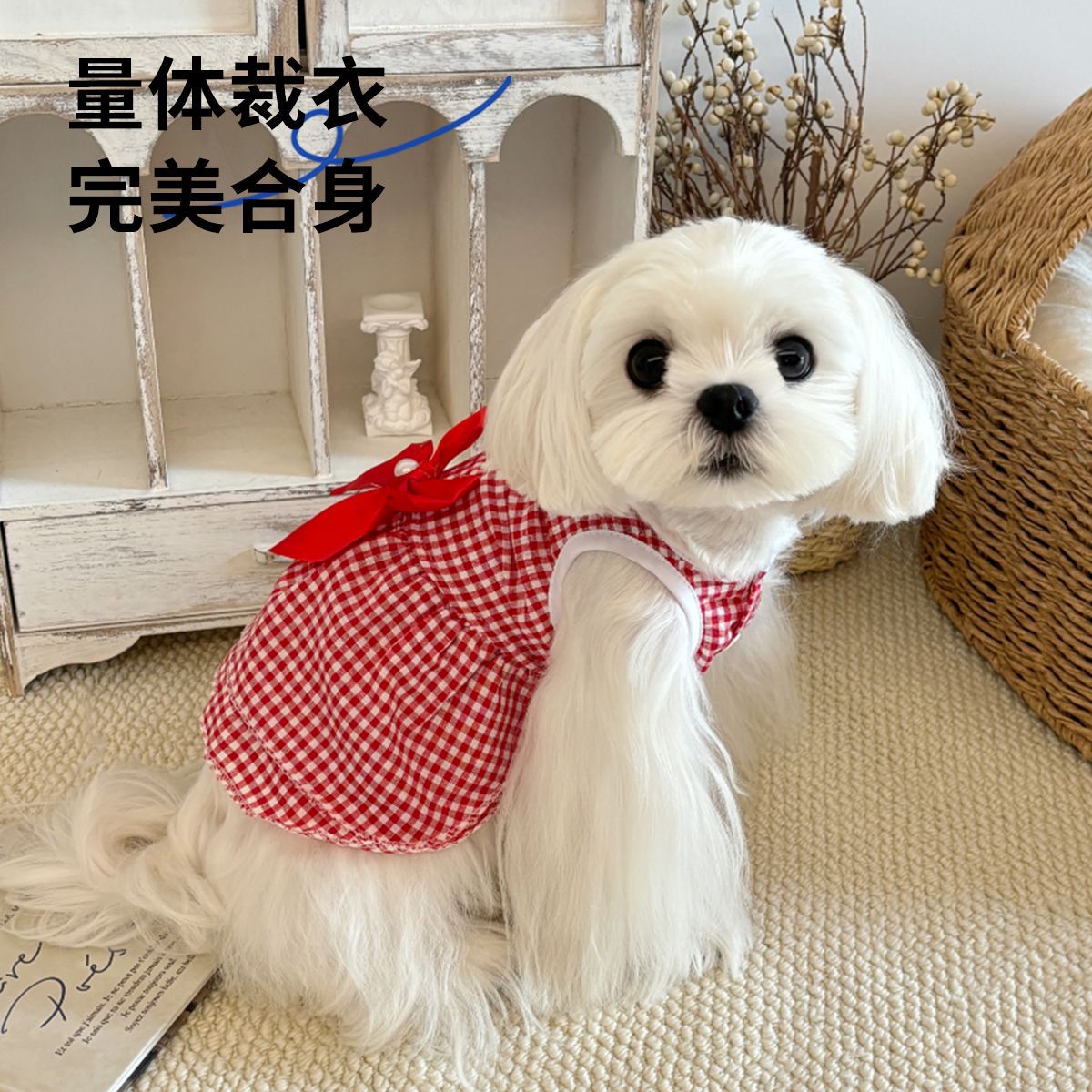 Primavera y verano transfronterizos vestido de perro ropa de gato Teddy Boomerang artículos de mascotas arco vestido vestido de perro vestido de perro