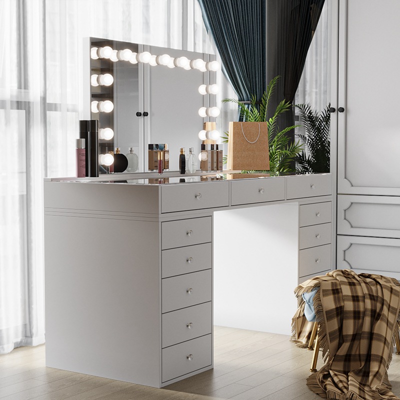 Tienda de boda tocador con luz profesional estudio fotografía maquillaje artista tocador moderno minimalista mesa de maquillaje