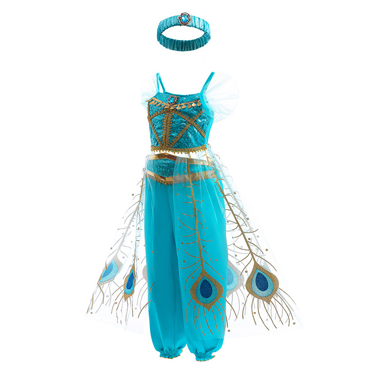 20,22 millones Festival Santo vestido de princesa jazmín vestido nuevo para niños europeos y americanos ropa para niños falda para niña