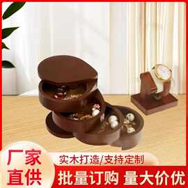 竹制三层旋转调料收纳盒厨房佐料面收纳木盒首饰珠宝整理收纳盒