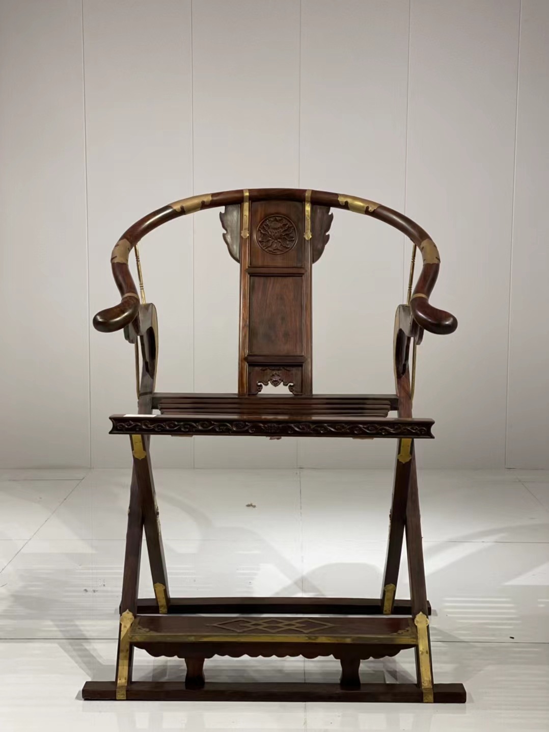 南美红酸枝微凹黄檀牡丹交椅圈椅三件套仿古典新中式红木家具