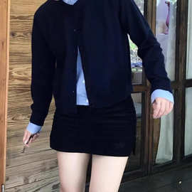 高级感假两件衬衫领毛衣女装秋季韩系慵懒风宽松休闲显瘦百搭上衣