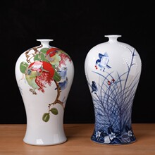 2025新款大师手绘花鸟美人瓶景德镇陶瓷现代简约餐桌陶瓷装饰品