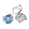 Mini Bear head plastic double -sided folding mirror portable PU leather makeup mirror can be logo