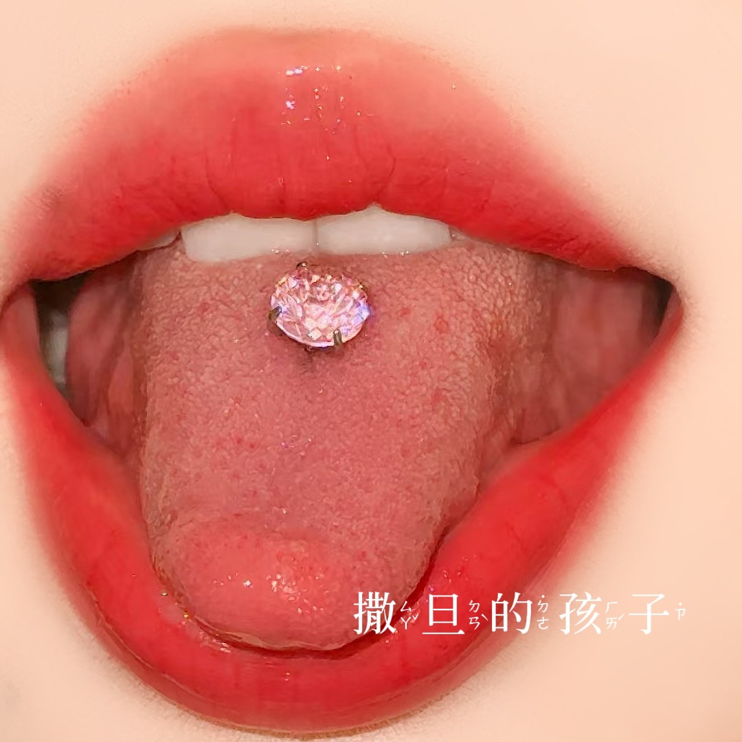 Satan's Child Gilded Half Summer F136 Titanium Alloy Tongue Nail Drink Fireworks Cut Flash Tongue Nail Tongue Ring detail image 4