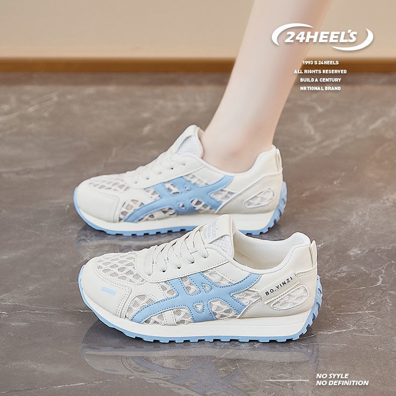 Dexun Little White Shoes Mujer Mesh Transpirable 2025 Verano Nuevo todo fósforo Super Fire Forrest Shoes Casual Single Net Running Shoes