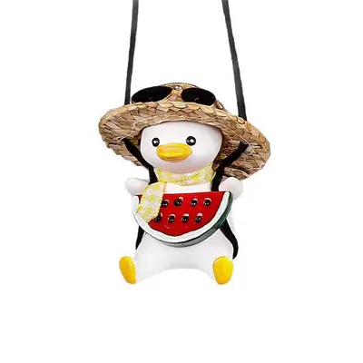 Female Duck Swing Cartoon Car Decoration – Car hanging - straw-hat-sunglasses-watermelon