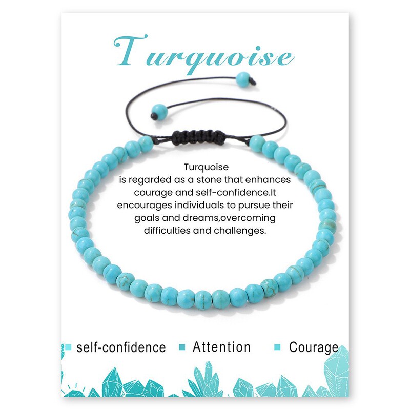 European and American Fashion 4mm Turquoise Bracelet Handmade Braided Rope Natural Stone Amethyst Agate Bracelet for Men and Women