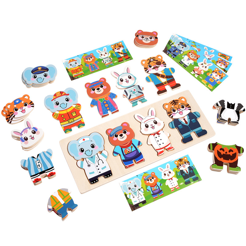 Educación infantil infantil transfronteriza parque zoológico cola de transposición ayuda de enseñanza infantil puzzle animal juguetes interactivos