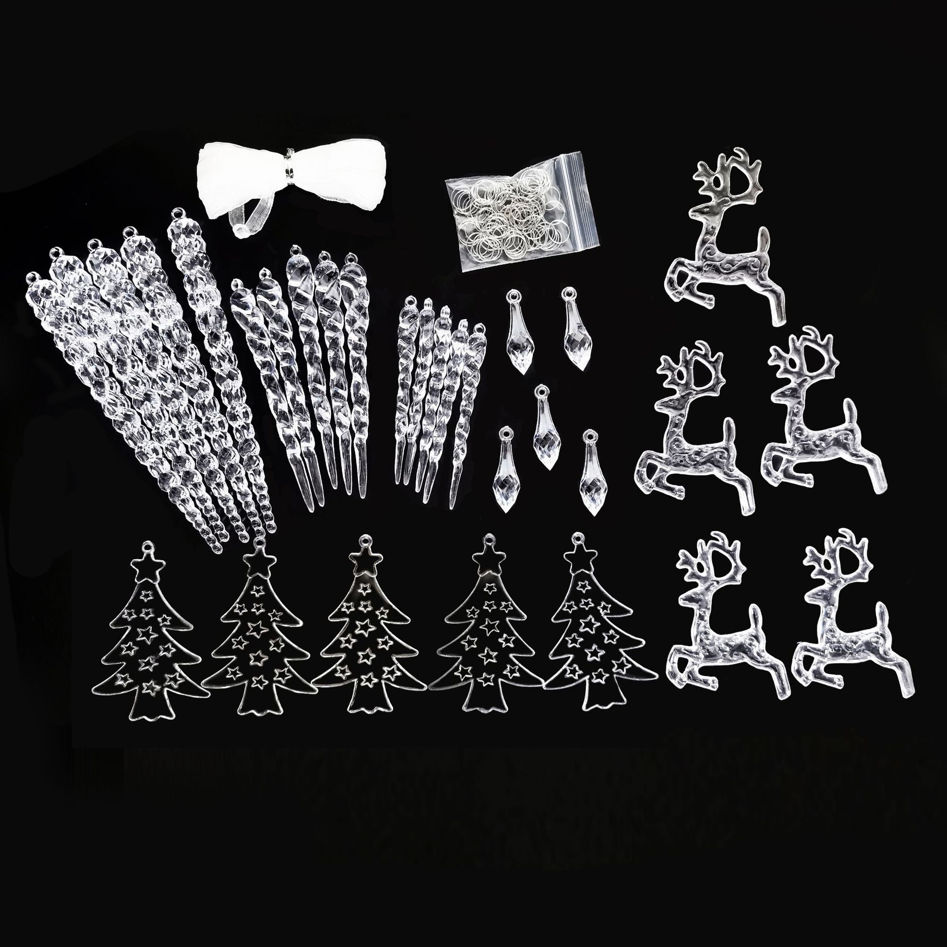 亚克力水晶圣诞节装饰吊坠雪花冰锥配饰灯饰挂饰婚庆配件现货批发