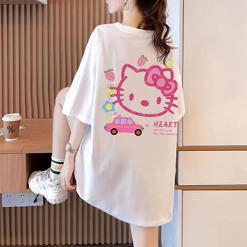 Summer Loose Plus-Size 1.0-150kg Short-Sleeve T-Shirt for Women, 2023 New Korean Style Student Slimming Top, Mid-Length