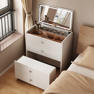 Flip Dresser Bedroom Small Apartment 2025 New Style Simple Modern Multi-Functional Makeup Mirror Storage Cabinet Table Integrated