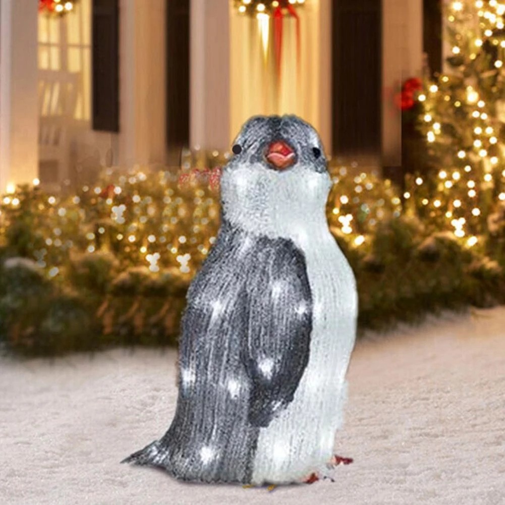 Décorations d'extérieur de Noël pingouin illuminées