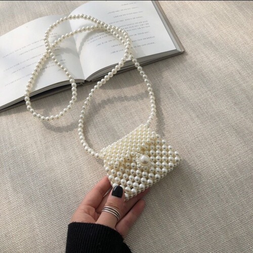 DIY Mini Dumpling Highlight Pearl Bead Crochet Bag Children's Accessory Cute Small Crossbody Bag
