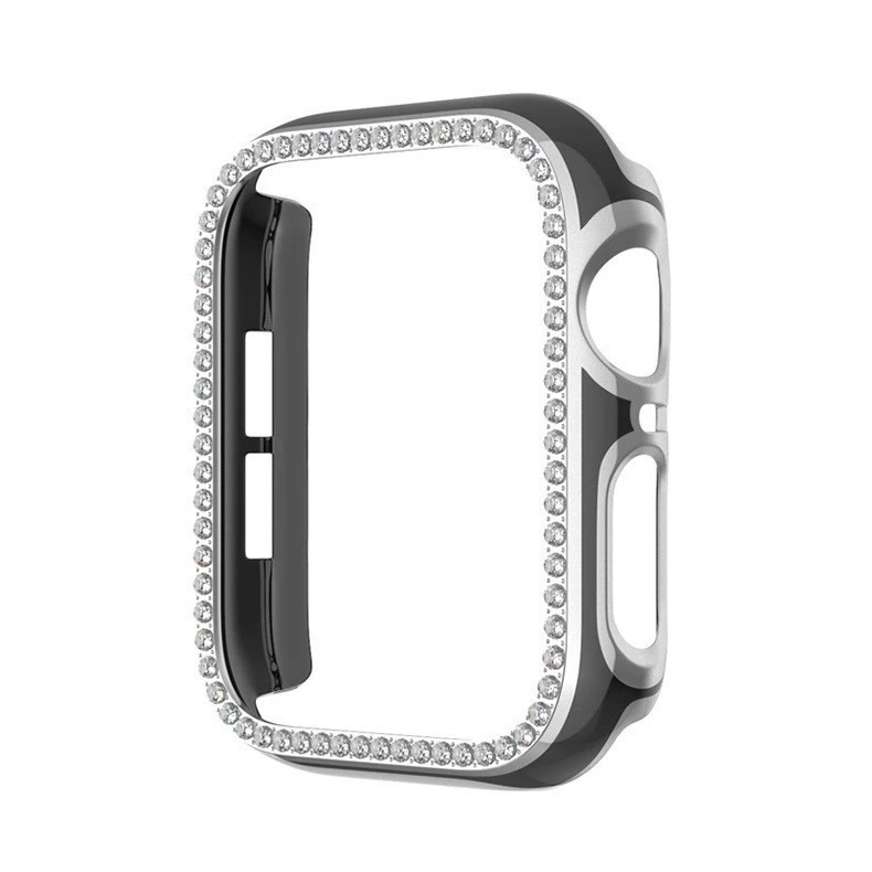 Подходит для корпуса Apple iWATCHS10, гальваническое покрытие iWatch7, сверкающая двуцветная однорядная инкрустация, ПК пустотелый защитный корпус