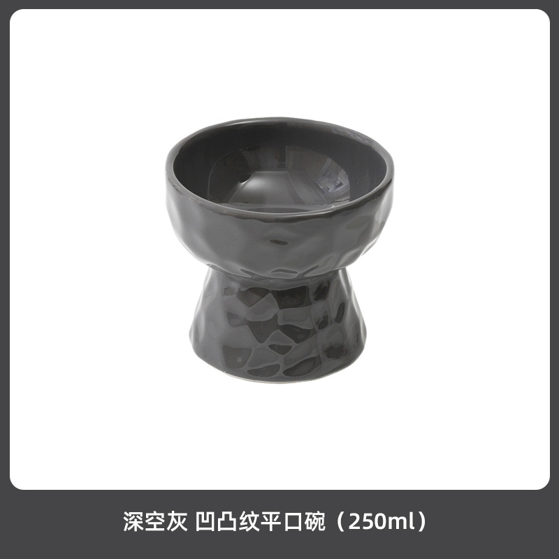 Cerámica de la pierna alta soporte cervical oblicuo tazón gato y perro tazón de comida gato mascota tazón negro bebedero antigolpes