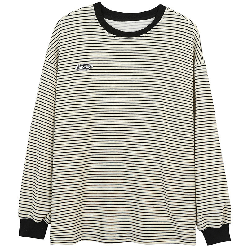 ストライプTシャツ レディース 2025秋新作 丸首 長袖 スウェットシャツ 韓国風トップス レディース服 輸出向け|undefined