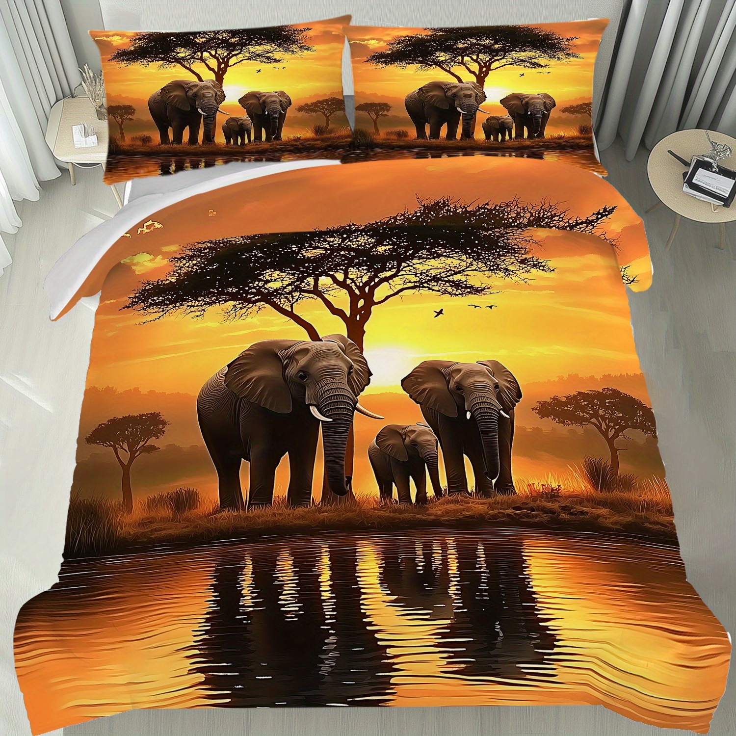 Textil doméstico transfronterizo molienda impresión digital elefante primer plano quilt kit fuente fábrica llevar a cabo tem / JIT