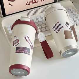 水杯高颜值316咖啡杯不锈钢便携保温杯学生上课随行吸管2024新款